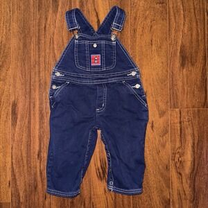 Vintage Gymboree Lighthouse Denim Overalls XS 12–18M Nautical Patch Cotton 90s